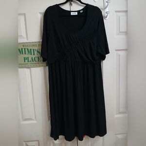 Avenue Black Stretched Ruffle Short Sleeve Scoop Goth Classic Dress Size 26/28